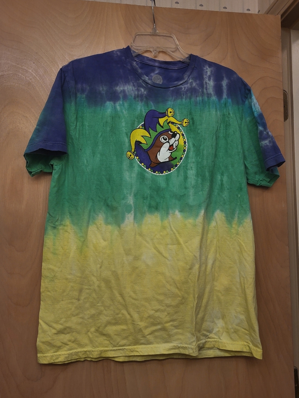Buccees Mardi Gras Purple Green Tie Dye Tee Shirt Sz M